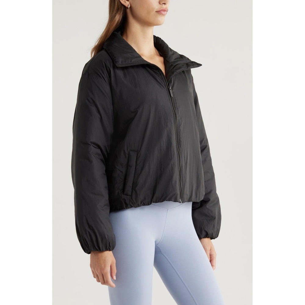 Zella Elevate Insulated Jacket Black Full Zip Puffer XL Athleisure Normcore